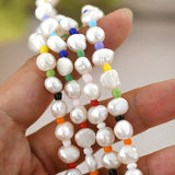 Colorful Beads Freshwater Pearl Necklace with Gold-plated Buckle