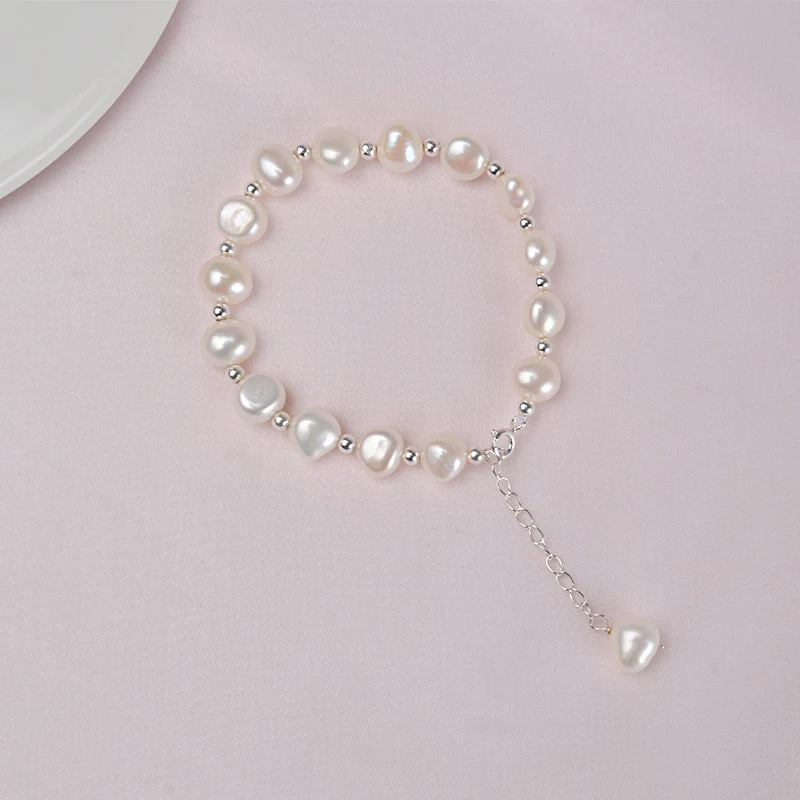 Baroque Pearl Bracelet 925 Sterling Silver Jewelry Gift