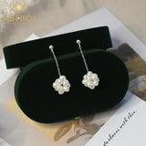 925 Silver Drop Earrings Freshwater Pearl Jewelry Ball Design