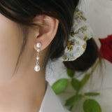 925 Silver Long Drop Earring Freshwater Pearl Jewelry