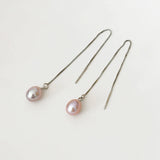 925 Silver Long Earrings Natural Freshwater Pearl Drop Bohemian Wedding Jewelry