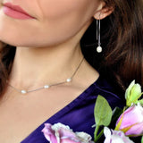 925 Silver Long Earrings Natural Freshwater Pearl Drop Bohemian Wedding Jewelry