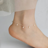925 Silver Freshwater Pearl Anklet Women's Foot Jewelry