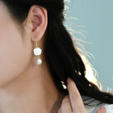 925 Silver Pearl Shell Flower Earrings for Women