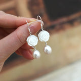 925 Silver Pearl Shell Flower Earrings for Women