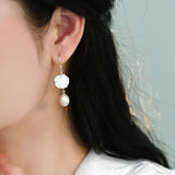 925 Silver Pearl Shell Flower Earrings for Women
