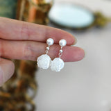 925 Silver Freshwater Pearl Shell Flower Earrings for Girls