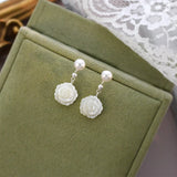 925 Silver Freshwater Pearl Shell Flower Earrings for Girls