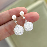 925 Silver Freshwater Pearl Shell Flower Earrings for Girls