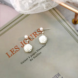 925 Silver Freshwater Pearl Shell Flower Earrings for Girls