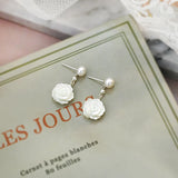 925 Silver Freshwater Pearls Shell Flower Earrings for Girls