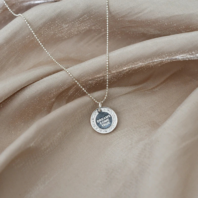 925 Silver Round Coin Pendant for Women Gift