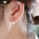 925 Sterling Silver Freshwater Pearl Love Earrings Wedding Jewelry