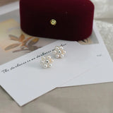925 Silver Small Flower Earrings with Freshwater Pearl Jewelry