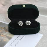 925 Silver Small Flower Earrings with Freshwater Pearl Jewelry