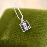 925 Silver Square Rose Pendant Necklace for Women Gift