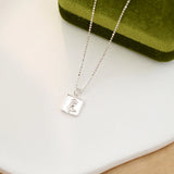 925 Silver Square Rose Pendant Necklace for Women Gift