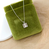 925 Silver Square Rose Pendant Necklace for Women Gift