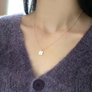 925 Silver Square Rose Pendant Necklace for Women Gift