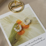 925 Silver Stud Earrings Freshwater Pearl Hand-woven Girls