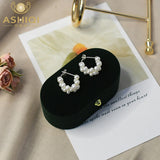 925 Silver Stud Earrings Freshwater Pearl Hand-woven Girls