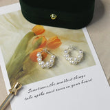 925 Silver Stud Earrings Freshwater Pearl Hand-woven Girls