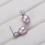 925 Silver Drop Earrings with Natural Freshwater Pearl