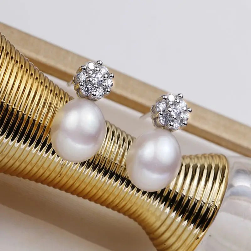 925 Silver Drop Earrings with Natural Freshwater Pearl
