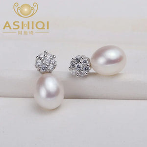 925 Silver Drop Earrings with Natural Freshwater Pearl
