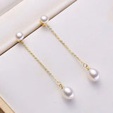 925 Silver Freshwater Double Pearl Drop Earrings for Women