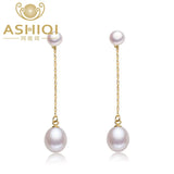 925 Silver Freshwater Double Pearl Drop Earrings for Women