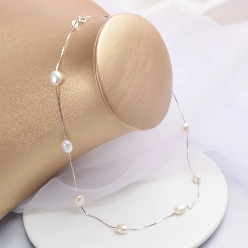 Baroque Pearl Necklace Pendant with 925 Silver Chain