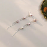 Freshwater Pearl 925 Silver Tassel Earrings Women's Jewelry Gift