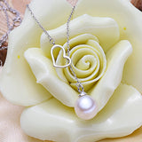 Heart Pendant Freshwater Pearl Necklace 925 Sterling Silver 8-9mm