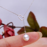 Heart Pendant Freshwater Pearl Necklace 925 Sterling Silver 8-9mm