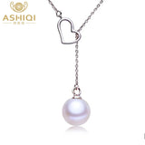 Heart Pendant Freshwater Pearl Necklace 925 Sterling Silver 8-9mm