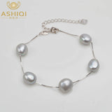 925 Silver Bracelet: 8-9mm Gray Freshwater Pearl Jewelry