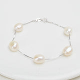 925 Silver Bracelet Gray Freshwater Baroque Pearl Jewelry