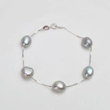 925 Silver Bracelet: 8-9mm Gray Freshwater Pearl Jewelry