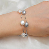 925 Silver Bracelet: 8-9mm Gray Freshwater Pearl Jewelry