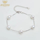 925 Silver Bracelet 7-8mm Freshwater Pearl 4 Colours