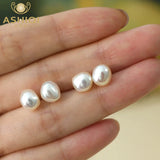 Sterling Silver Baroque Pearl Stud Earrings for Women