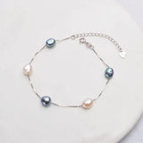 925 Silver Baroque Pearl Bracelet Freshwater 6-7mm