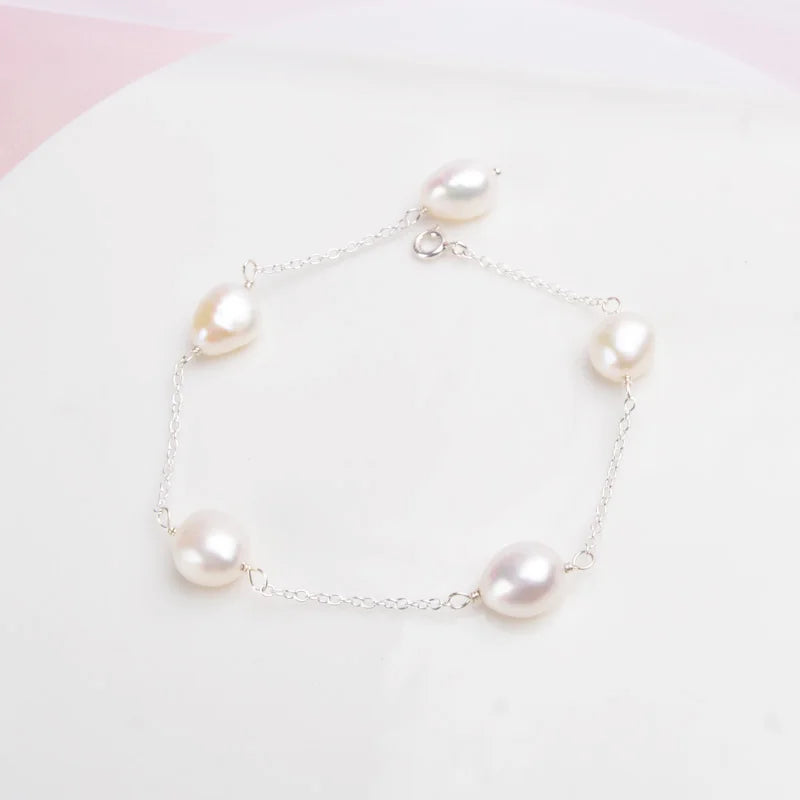 925 Silver Baroque Pearl Bracelet Women Freshwater Pearl Jewelry