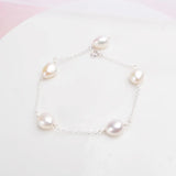 925 Silver Baroque Pearl Bracelet Women Freshwater Pearl Jewelry