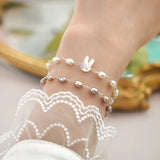 925 Silver Pearl Rabbit Bracelet for Women Wedding Jewelry