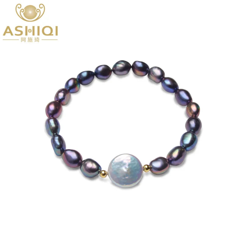 Baroque Freshwater Pearl Bracelet 12-13mm Big Button Jewelry