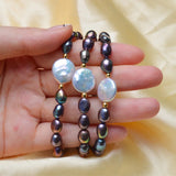 Baroque Freshwater Pearl Bracelet 12-13mm Big Button Jewelry