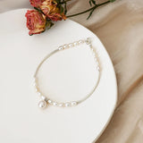 Natural Freshwater Pearl Bracelet, 925 Sterling Silver