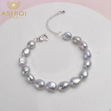 Gray Freshwater Baroque Pearl Bracelet Natural Women Jewelry Gift